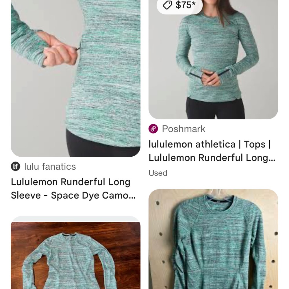 Lululemon Space Dye Camo Forage RunderfulWomen's Heathered Green Long Sleeve Top - Picture 8 of 8